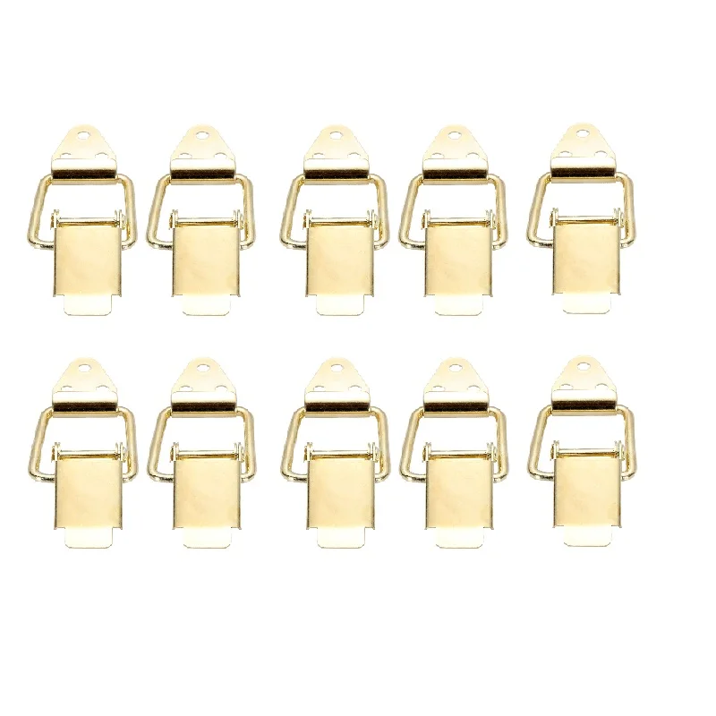 

10pcs Gold Cabinet Box Locks Spring Loaded Latch Catch Toggle Iron Hasps For Sliding Door Window 80*18mm