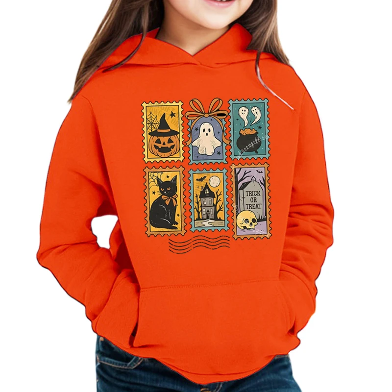 

Толстовки в стиле ретро на Хэллоуин для мужчин и женщин, моторошные вибрации, детская одинаковая одежда на Хэллоуин, свитер с тыквой для маленьких девочек и мальчиков, жуткий сезон