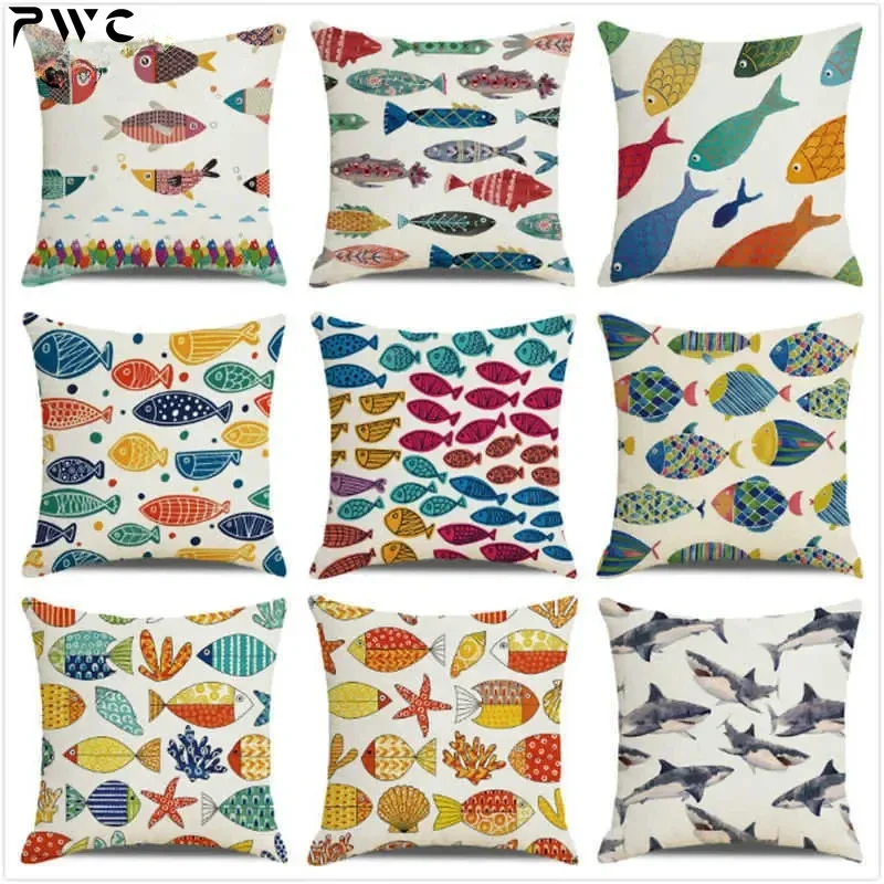 Beautiful Fish Pillowcase for Pillow Shark Pillow Case Decorative Cushion for Elegant Sofa Pillow Cover Interior for Home Decor