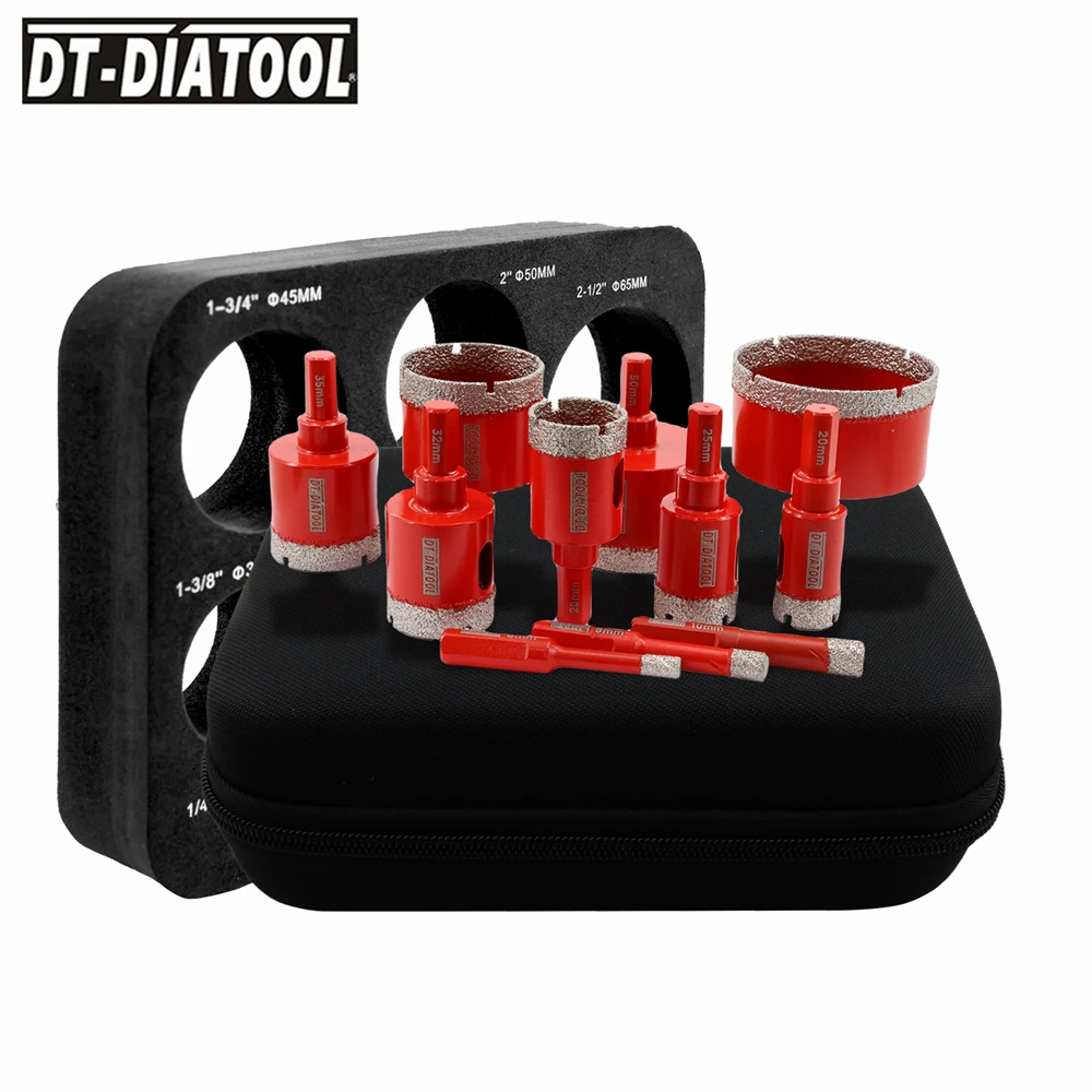 

DT-DIATOOL Diamond Drill Bit Marble 11pcs Drilling for Granite Porcelain Tile Hole Saw Drill Bit Dia 6-65mm Drill Core Bits