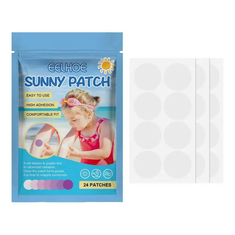 UV Adesivos para Reaplicar Protetor Solar, Impermeável Sun Stickers, Protetor solar UV Patch, Detecção UV, 24 Pack