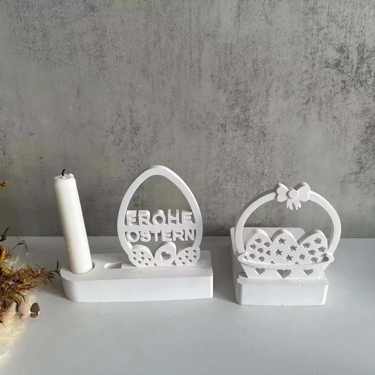 Easter Egg Flower Basket Silicone Mold Gypsum Resin Candlestick Spring Flower Butterfly Baking Molds Candle Holder Cement Mould