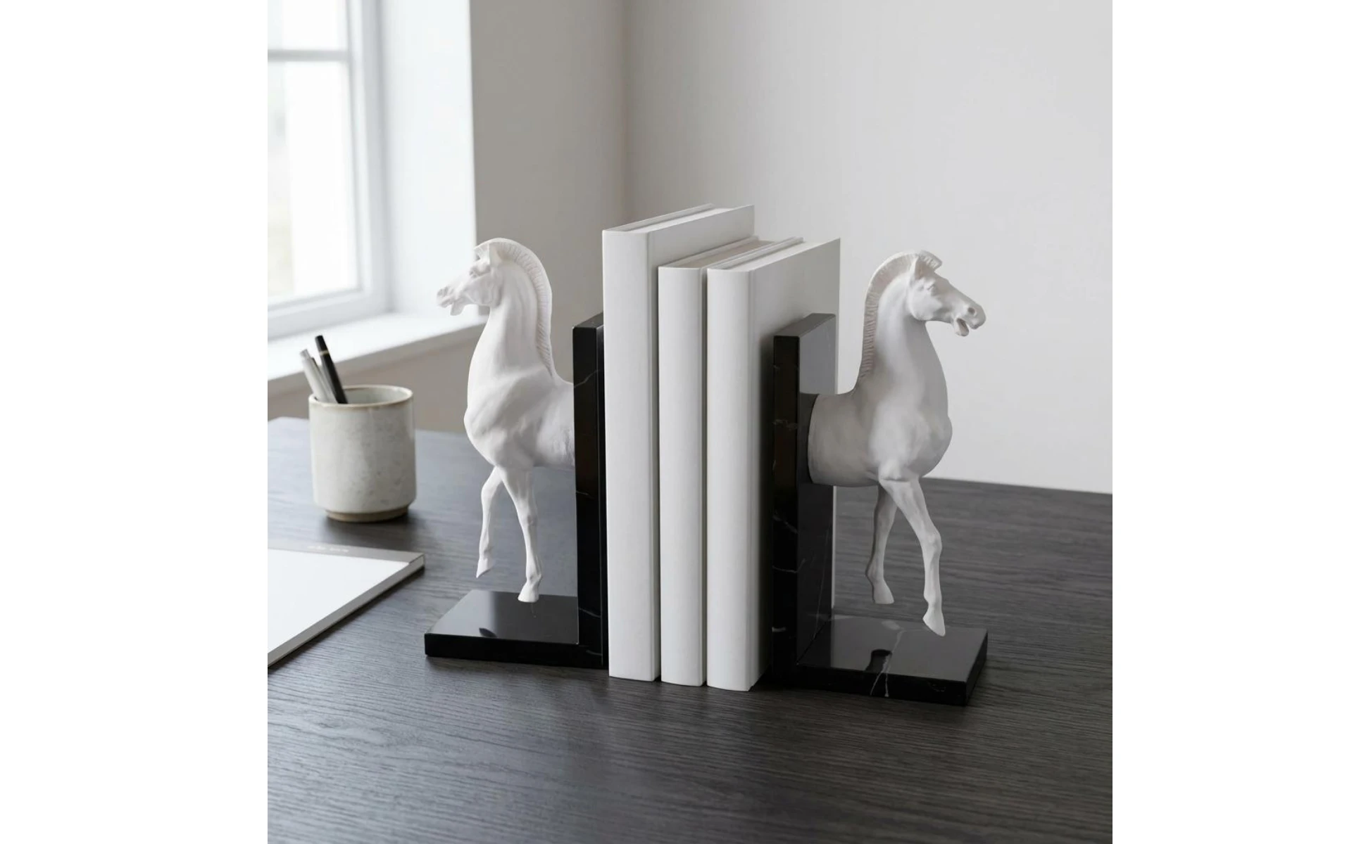 Horse Head Bookend Decorative Horse Head Bookends Creature Bookend Desktop Decoration Home Decor Rustic for Bookshelf, Desk