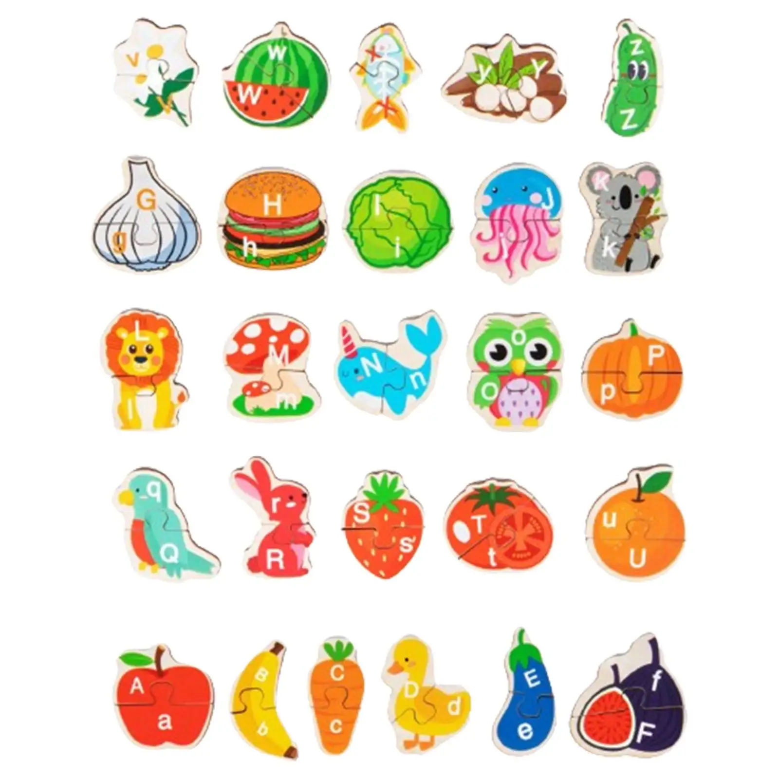 Children Wooden Abc Puzzle Develops Motor Skill Alphabet Matching Puzzle Montessori Education Toy for Preschoolers Kids Children