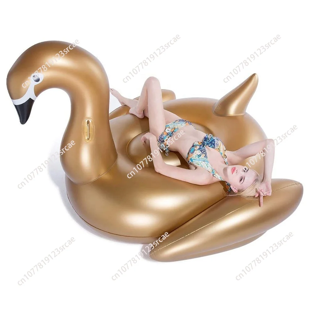

Giant inflatable golden swan swimming party lounge raft pool float island adult decoration toy