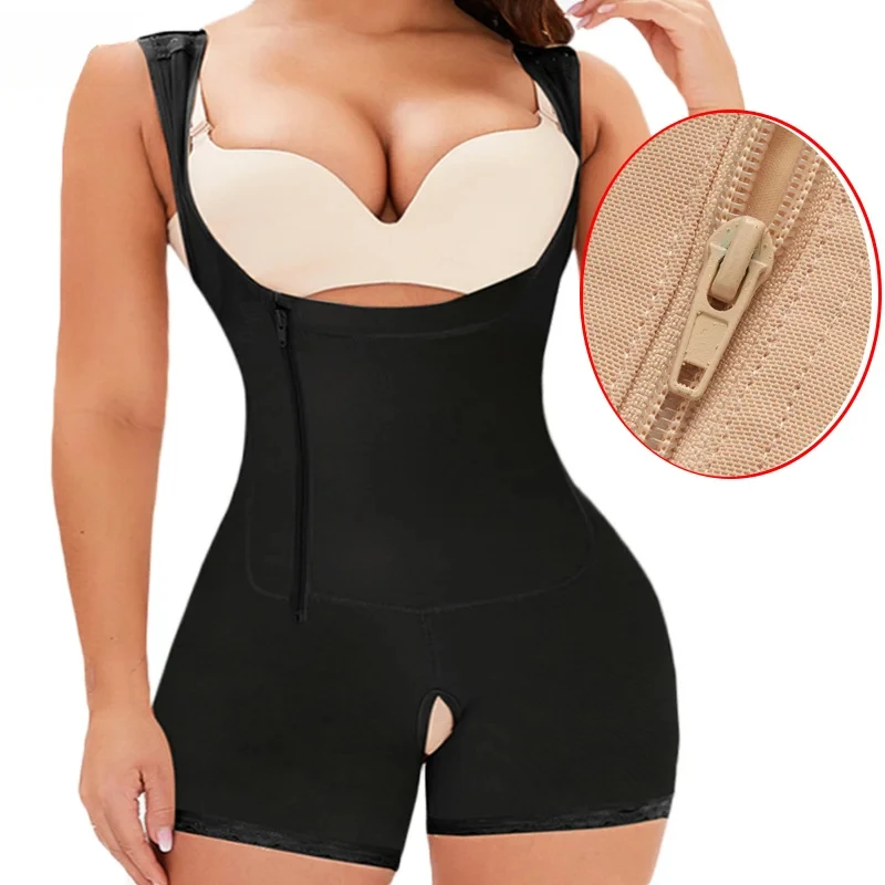 

High Waist Side Zipper Hook Colombian Post-Surgery Full Body Arm Shaper Body Suit Slimming Shapewear Tummy Control Bodysuit