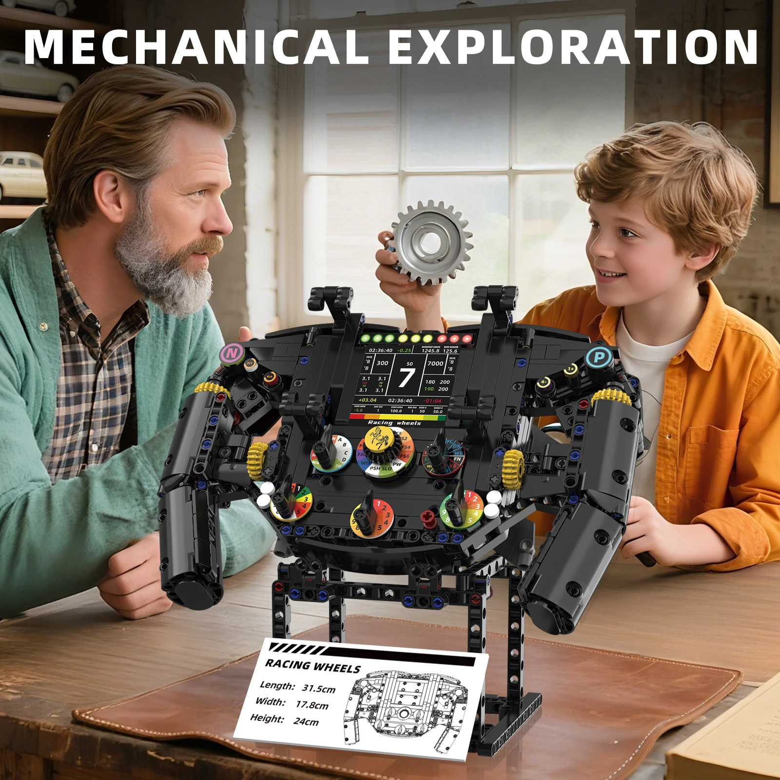 Lenkrad Bausteine Simulation Racing Räder Modell Handy Halter Kind Montage Spielzeug Kreative Weihnachten Geschenk 833PCS