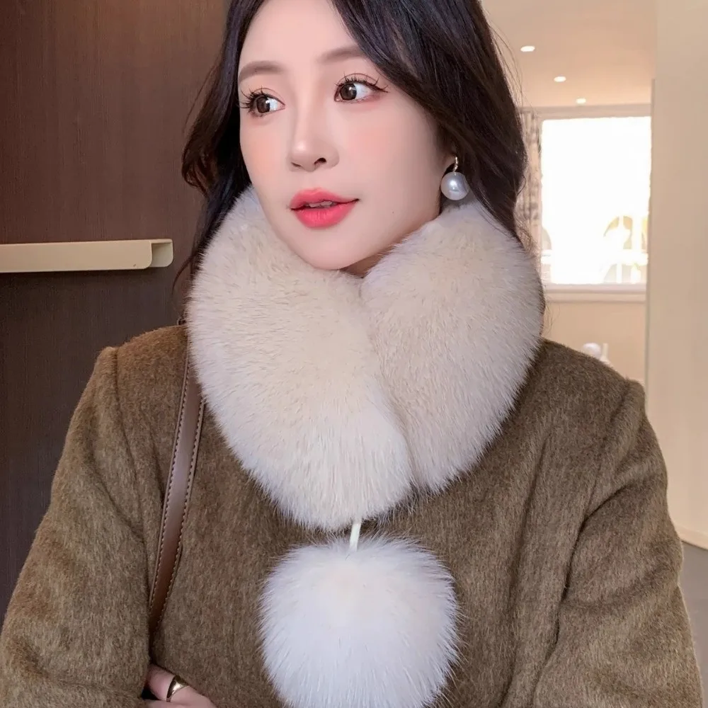 

Elegant Thickened Scarf Magnetic Windproof Cross Neck Warmer Neck Wrap Solid Color Imitation Fur Scarf Outdoor