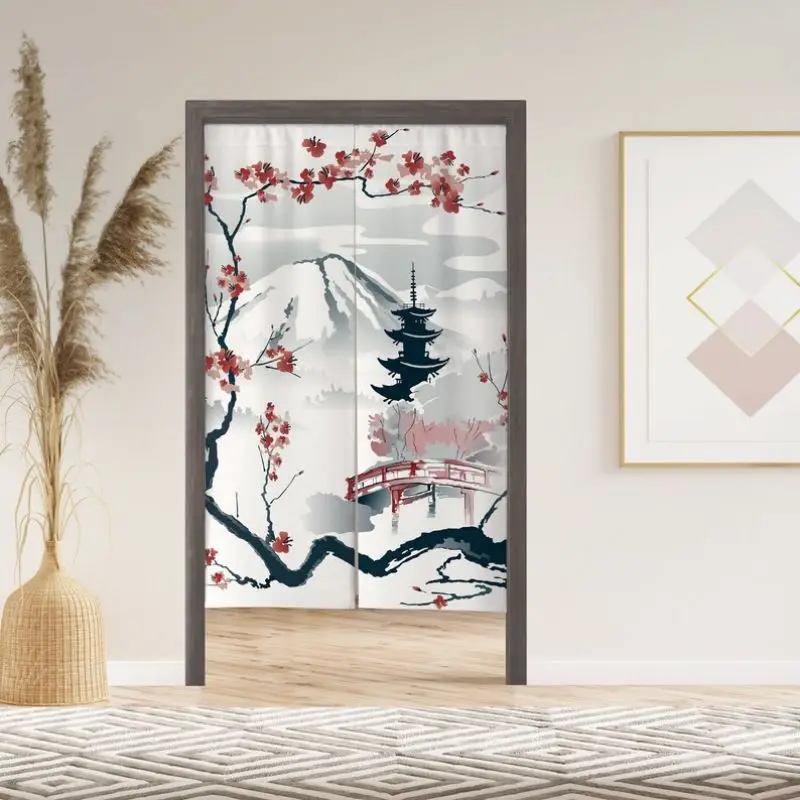 VIKAMA Japanese Style Noren Door Curtain Restaurant Bar Entrance Semi Curtain Bedroom Kitchen Hallway Partition Home Decoration