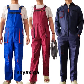 Dungarees For Men Mechanics Cargo Overalls Bib Pants Zipper Fly Pockets Rompers Jumpsuit Fashion Labor Casual Coveralls 봄작업복