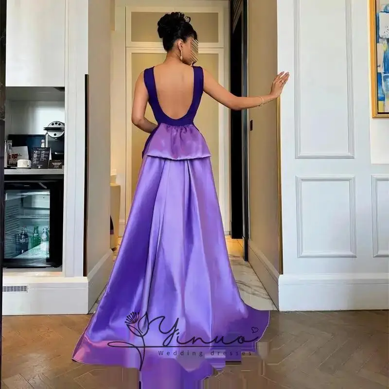 customized Evening Dresses Backless Purple Crepe for Special Occasions Formal Gowns Elegant Party Dresses Woman For Dubai 2025