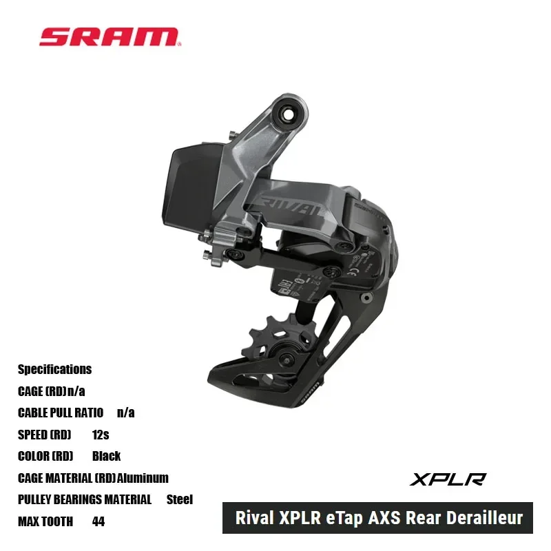 SRAM Rival XPLR eTap AXS Rear Derailleur 12s SPEED 44 MAX TOOTH Wireless electronic eTap shift logic for intuitive shifting