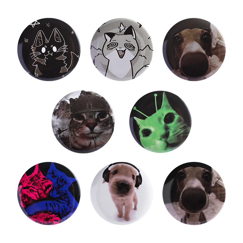 Cartoon Anime Cryptids Bat Dinosaur Tinplate Soft Button Pins Cute Dog Cat Metal Brooches Lapel Badge Jewelry Gift for Friends