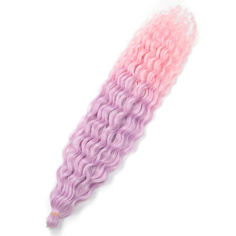 Water Wave Braiding Hair Ariel Curl Ocean Wave Synthetic Crochet Hair Red Pink Omber Smooth Wavy Hair Extension Alibaby image 3