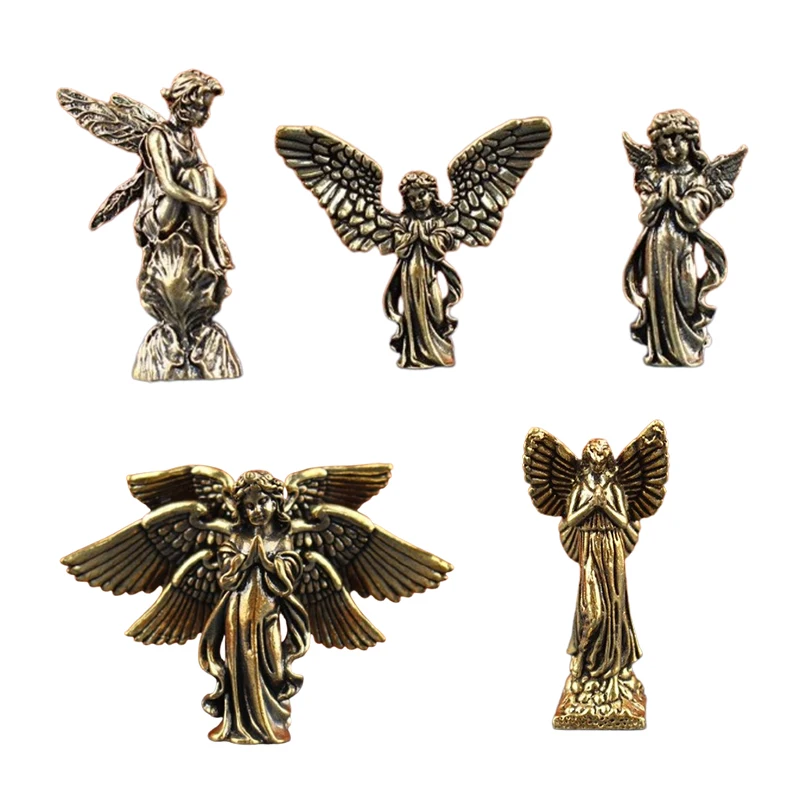 1pc Retro Brass Angel Cupid Statue Blessed Exquisite Handmade God Of Love Cupid Desktop Decorations Gift Home Decor Статуэтки