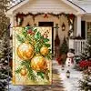 Christmas Gold Baubles Ornament Garden Flag Holly Berries & Pine Needle Holiday Decor Stained Glass Style Vertical Doubl llz
