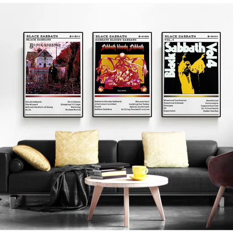 Heavy Metal Band Black Sabbath Pop Singer Poster Music Album Cover Canvas Painting Wall Art Picture for Living Room Home Decor