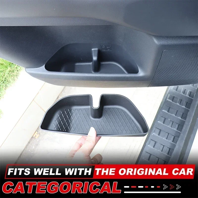 For Toyota Land Cruiser Prado 250 LC250 24-25 TPE Black Car Door Storage Box Organizer Tray Waterproof Anti Dirty Gate Slot Pad