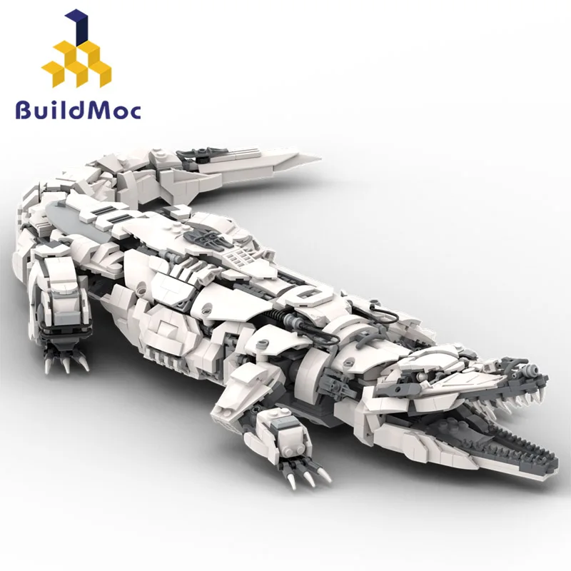 

BuildMoc Horizon Mecha Набор строительных блоков крокодил Монстр нулевой рассвет рептилии животные Кирпичи DIY игрушки для детей подарок на день рождения