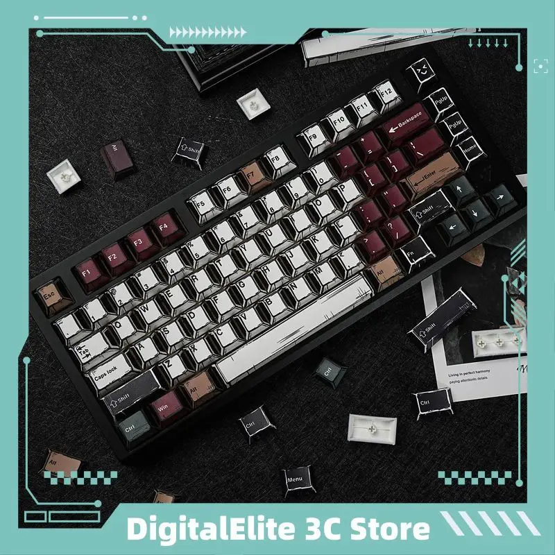 ชุดคีย์บอร์ดคอมิกมิกซ์แบ็คไลท์ 143 ปุ่ม พร้อมคีย์แคป PBT แบบพิมพ์ลายด้วยความร้อน 5 ด้าน ความสูงแบบดั้งเดิม รองรับหลายภาษา