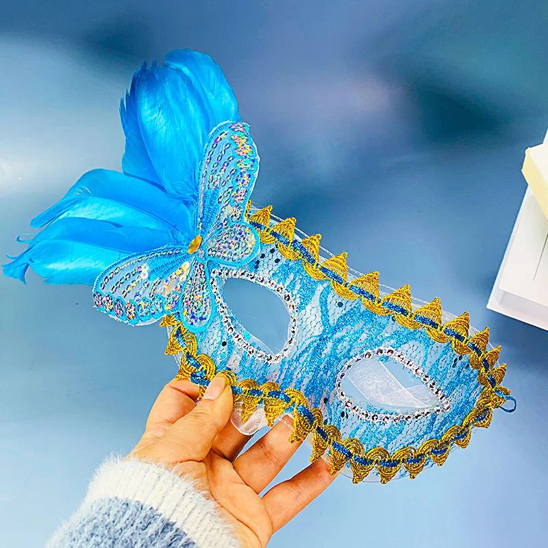 Feather Flowers Women Masquerade Masks Lace Fashion Sweet Sexy Halloween Carnival Easter Party Christmas Prom Wedding Black Gold
