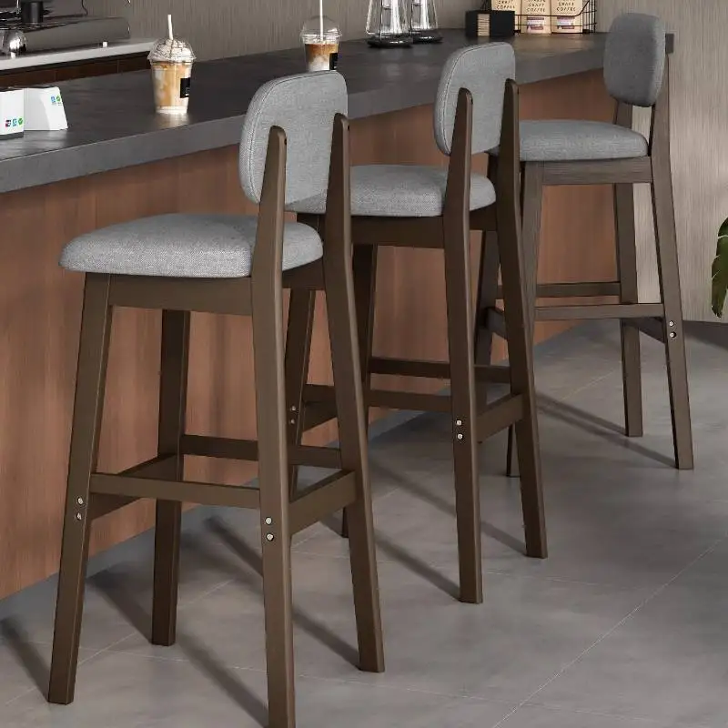 

Modern Minimalist Bar Chair Wide Taupe Elegant Nordic Ergonomic Bar Chair Restaurant Upholstered Tabouret De Club Furniture