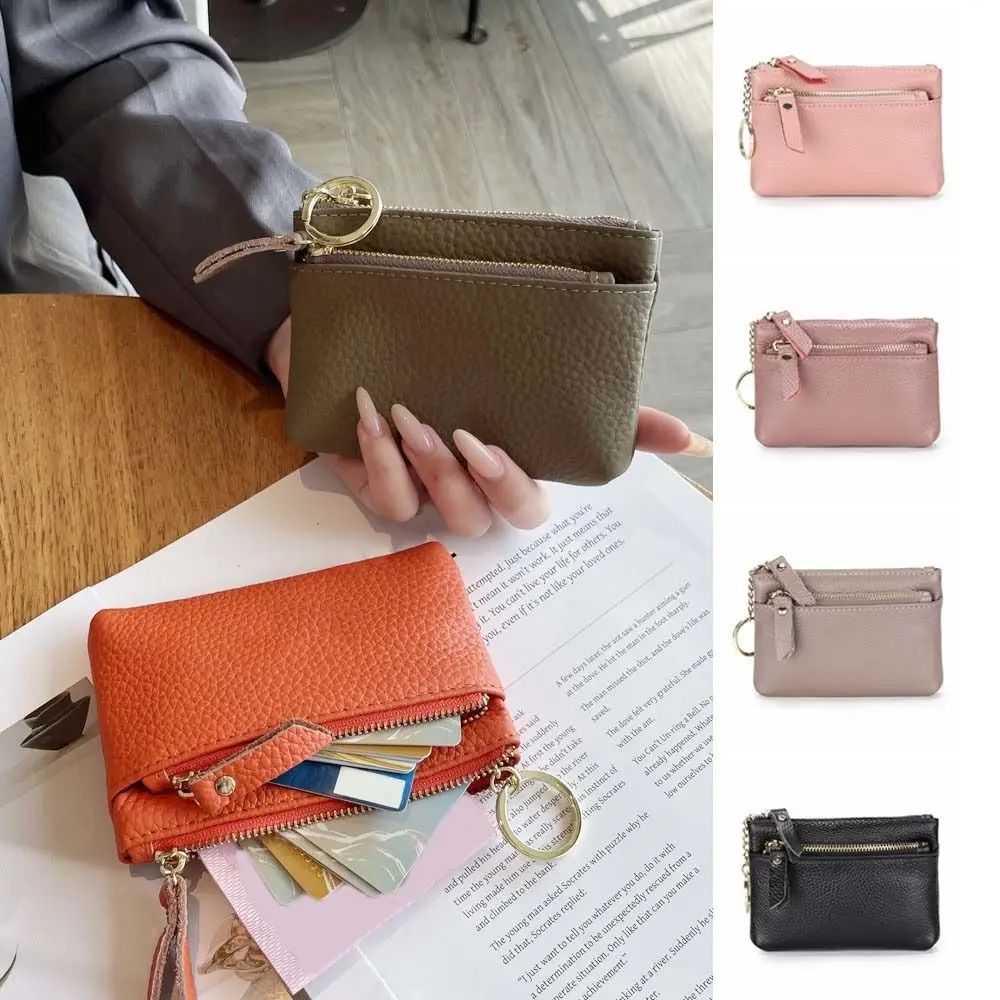

Multi Card Slots Women Short Wallet Zipper Multifunctional Pu Coin Purse Solid Color Hand Clutch Small Cowhide Wallets Women