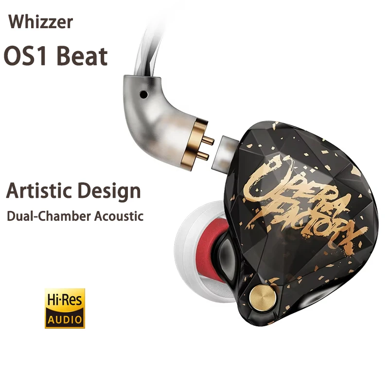 سماعات أذن Whizzer OS1 Beat Bass HiFi، مكبر صوت ديناميكي مزدوج المغناطيس بحجم 10 مم، سماعات داخل الأذن IEM للألعاب، سماعات سلكية عالية الدقة مع ميكروفون