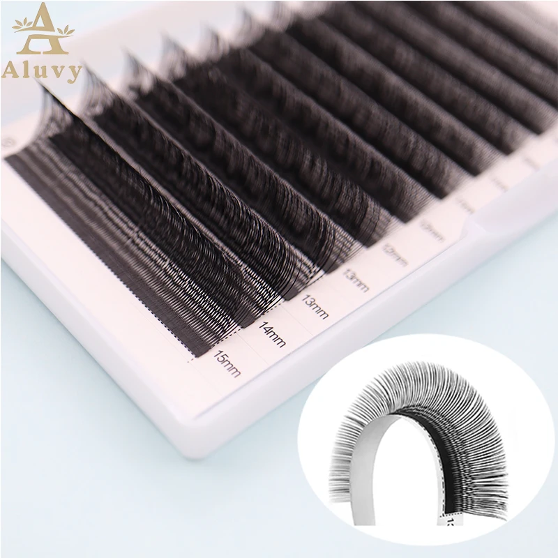 ALUVY U字型YYまつげエクステ ダブルレイヤーU YYミックスラッシュ 超ソフト平行プレメイドファンラッシュ C/Dカール メイクアップツール