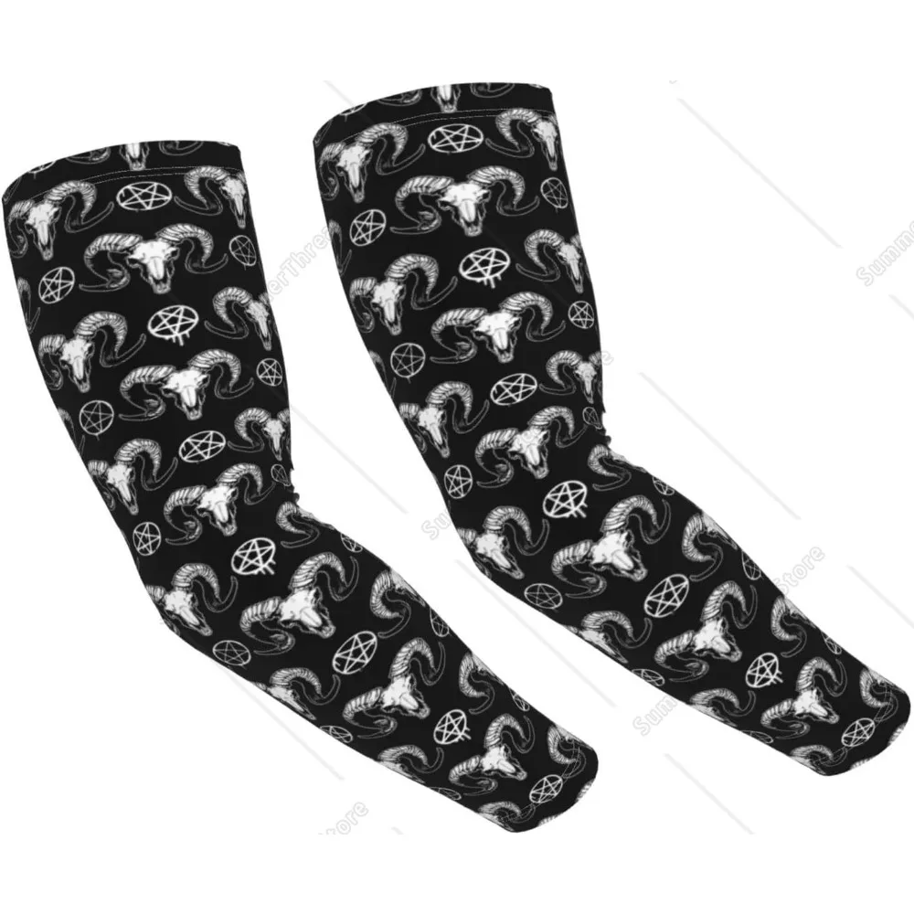 Gothic Cool Goat Skull Arm Sleeves for Men Women Cooling Sun Protection Sports Arm Sleeves To Cover Arms