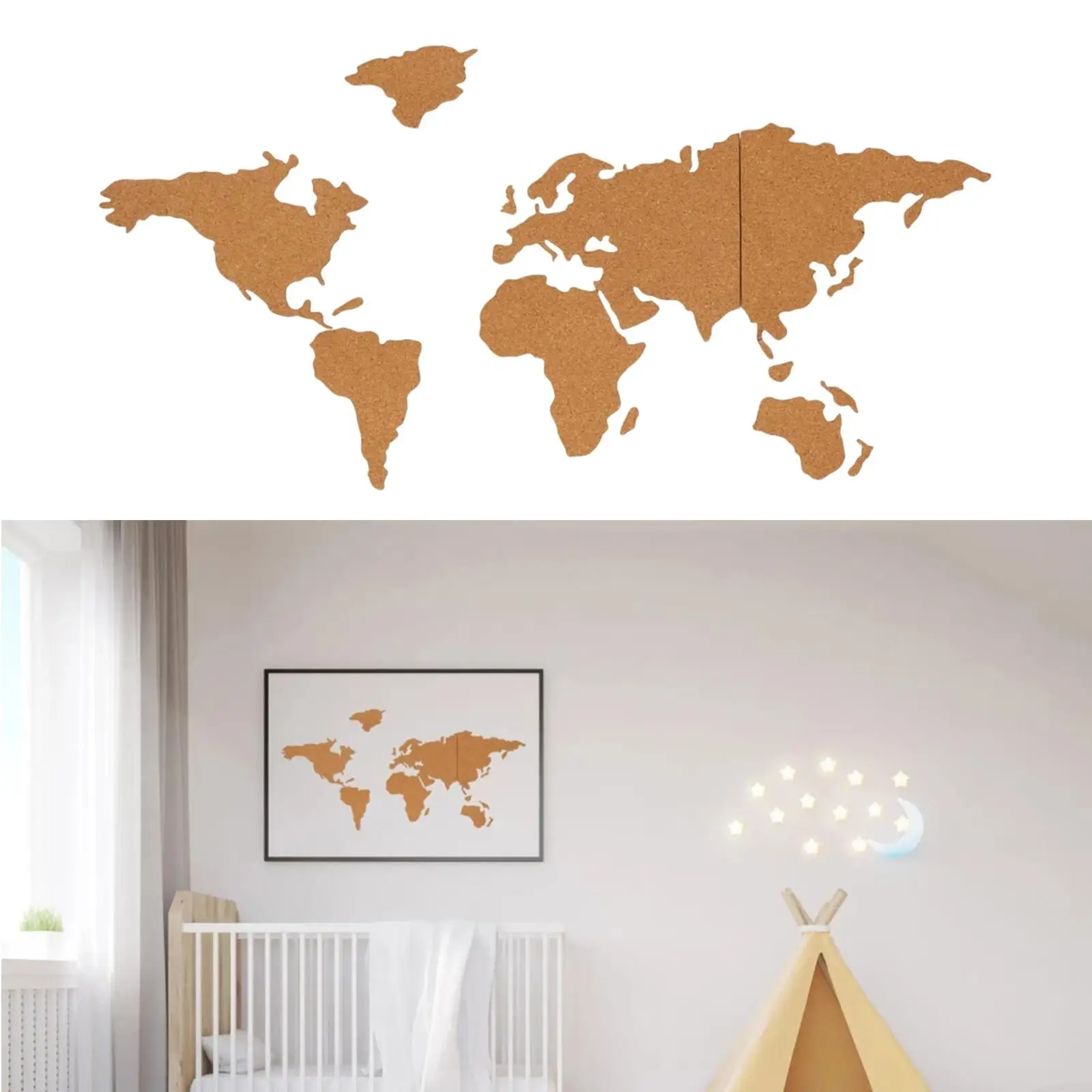 Natuurlijke houten kurk World World Wall Cork Home Kitchen Office Decor