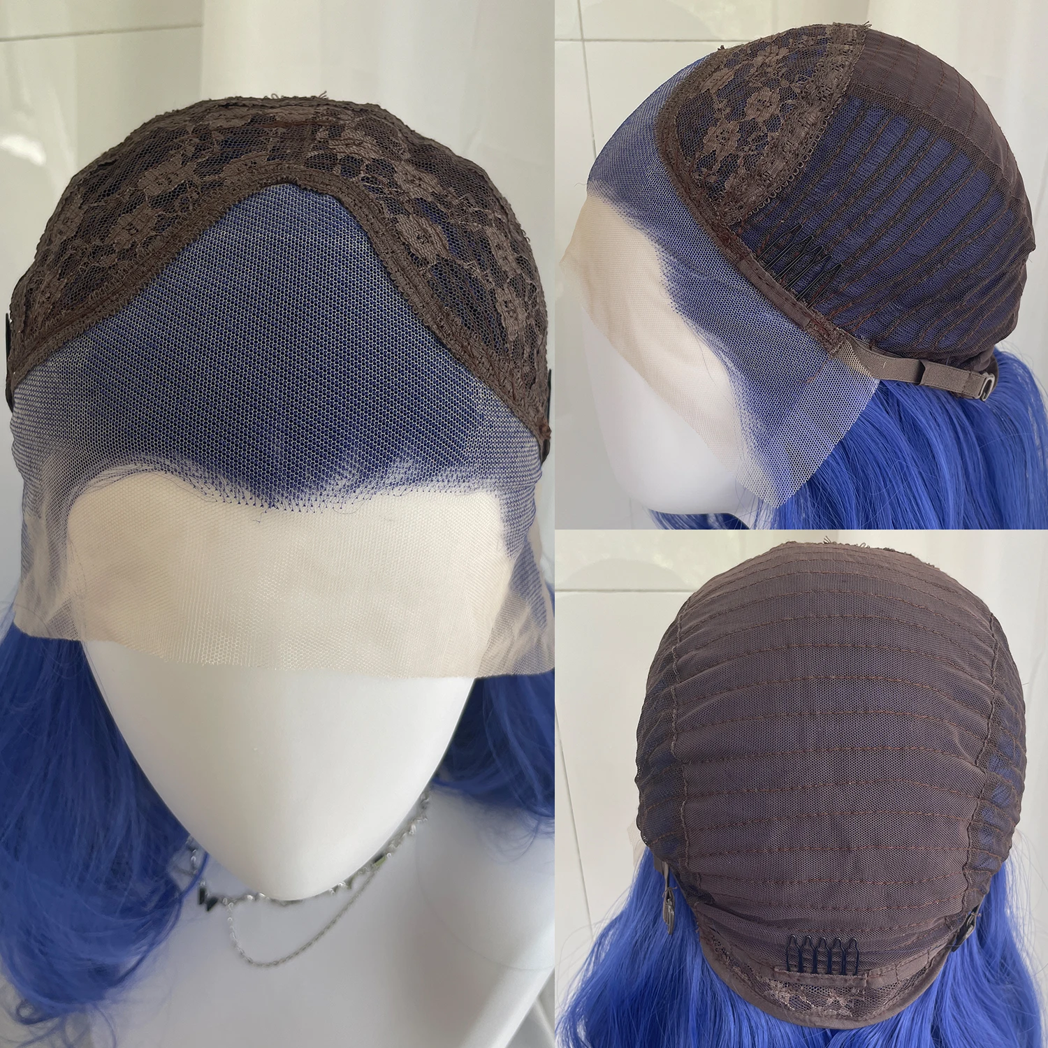 Ocean Blue 13x4 Synthetic Lace Front Wigs for Women Fashion 26 Inch Long Wavy Lace Front Wigs Glueless 150% Density Free