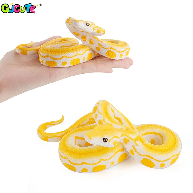 Simulated Python Solid Wild Animal Biological Model Realistic Rubber Snake Kids Toy Collectible Ornament Halloween Tricky Toys