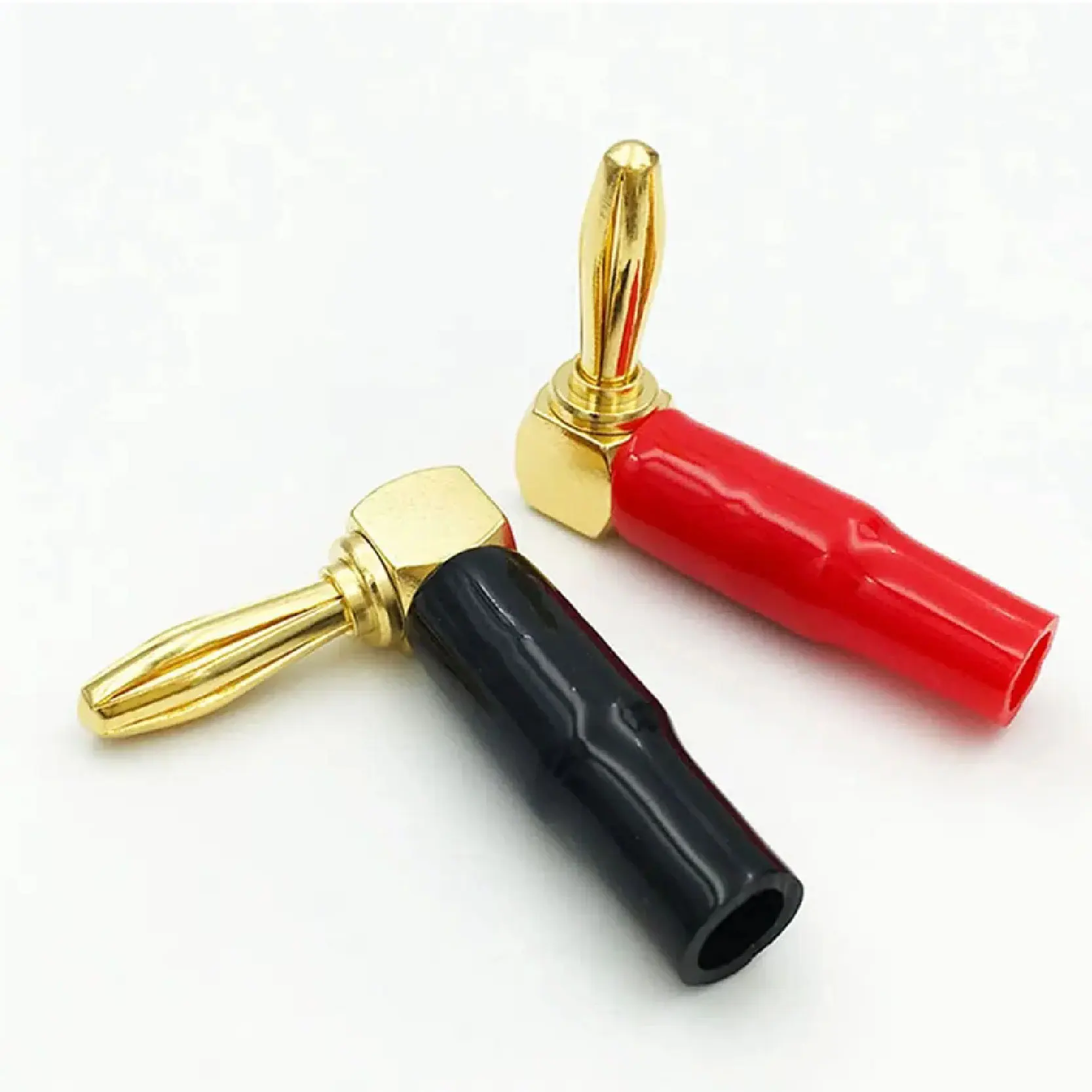 L-شكل 90 درجة 4 مللي متر الزاوية اليمنى قابس الموز مع غلاف بلاستيكي ناعم موصلات مطلية بالذهب لمكبر الصوت الصوت #2