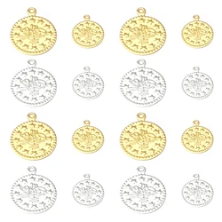 50/100pcs Round Vintage Iron Sheet Charms Gold Silver Color Turkey embossed Pendants For Jewelry Making DIY Necklace Earrings