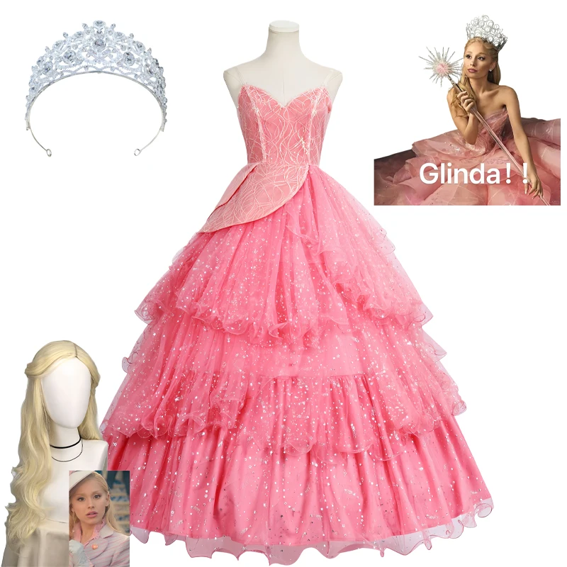 

Платье Wicked Glinda для взрослых, розовый костюм Glinda для косплея, платье на Хэллоуин, танцевальная вечеринка, шоу для женщин, наряд для ролевых игр