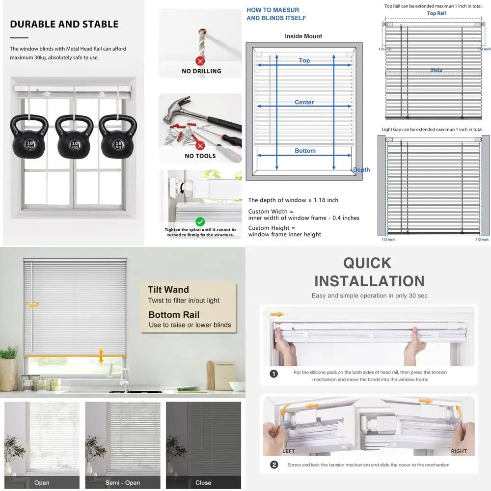 

Беспроводные 1-2 виниловые мини-жалюзи, 36x64, фильтрация света, белые горизонтальные оконные жалюзи
