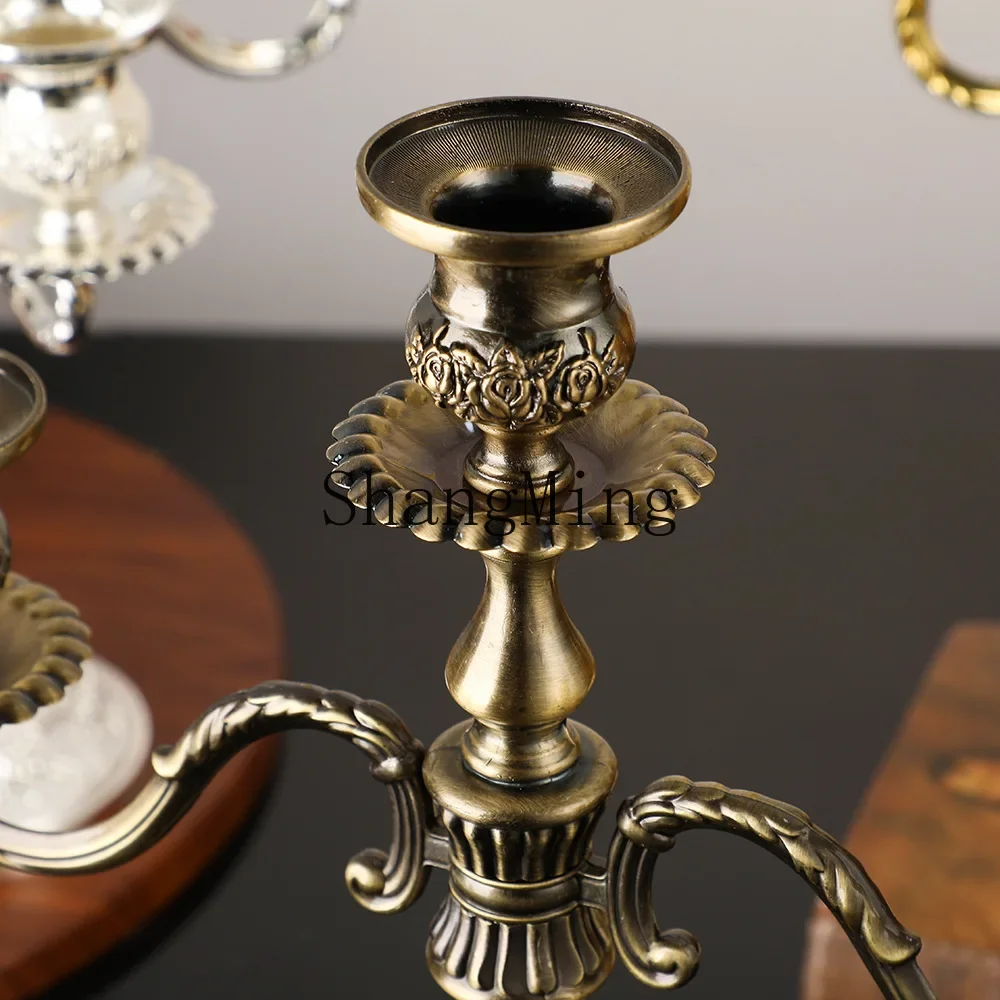 CL retro candlelight dinner three-head zinc alloy candle holder home creative decoration ornament light luxury candle