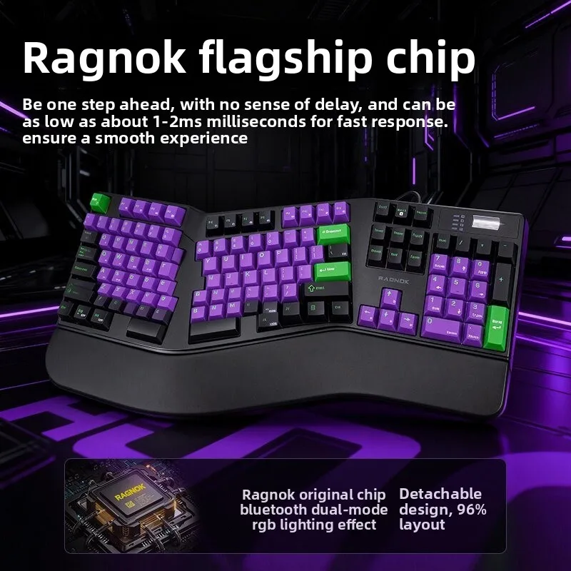 RAGNOK NK905G Tri-Mode Wireless Mechanical Keyboard Ergonomics Long Battery Life RGB Hot Swappable Low Latency Gaming Kyeboard