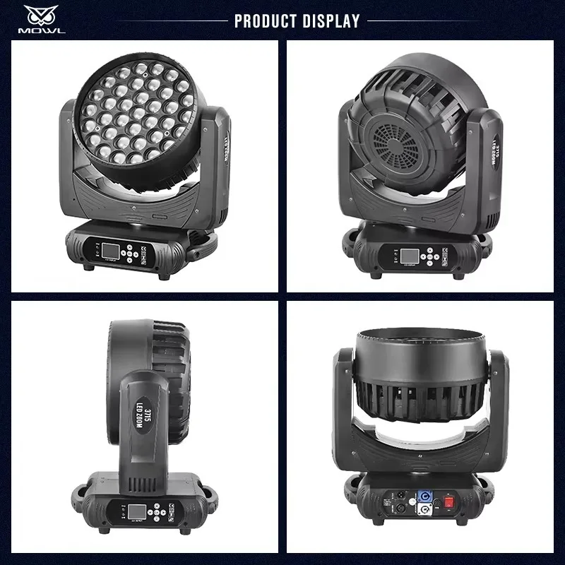 37x15W 4in1 RGBW LED Wash Moving Head Projection Light DMX Zoom Strobe Effect for DJ Bar Disco Club Stage Shows