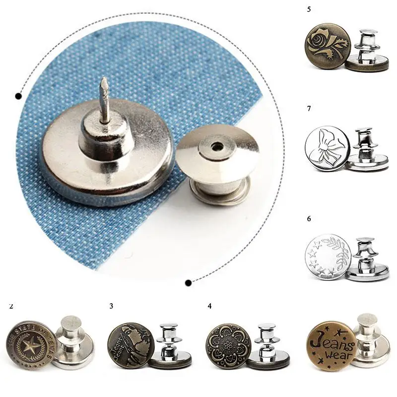 

1Pcs Jeans Buttons Snap Fastener Nail Free Metal Buttons For Clothing Diy Sewing Accessories Detachable DIY Clothes Supplies