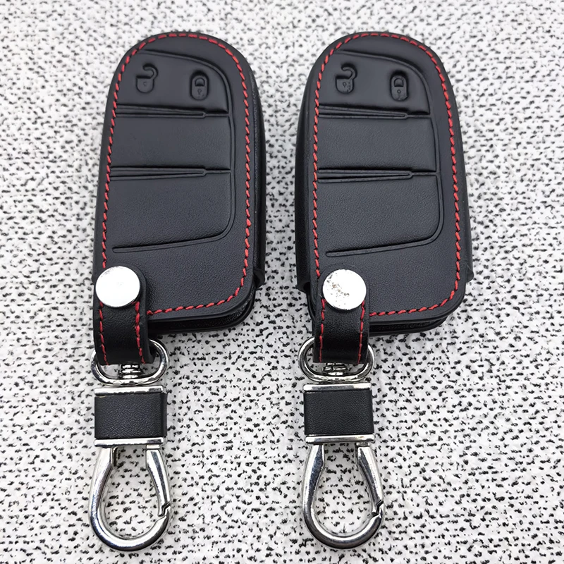 Leather Key Case for Jeep Cherokee Compass S Renegade Grand Commander for Dodge Journey Challenger Jcuv Charger for Chrysler