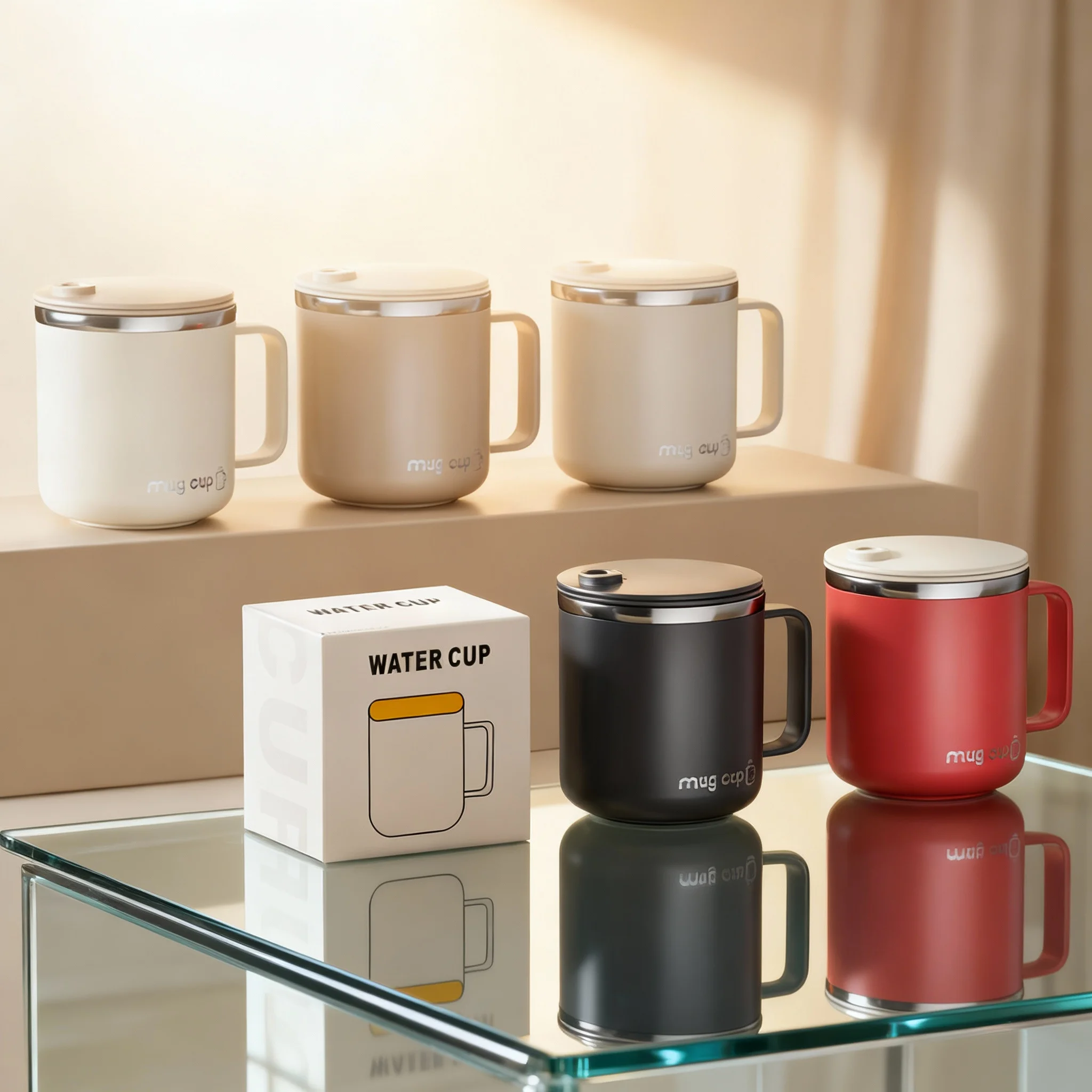 304 Stainless Steel Thermal Cup Tumbler With Sliding Lid Handle Leak-proof Insulated Coffee Mug Cold Hot Water Drinkware Office