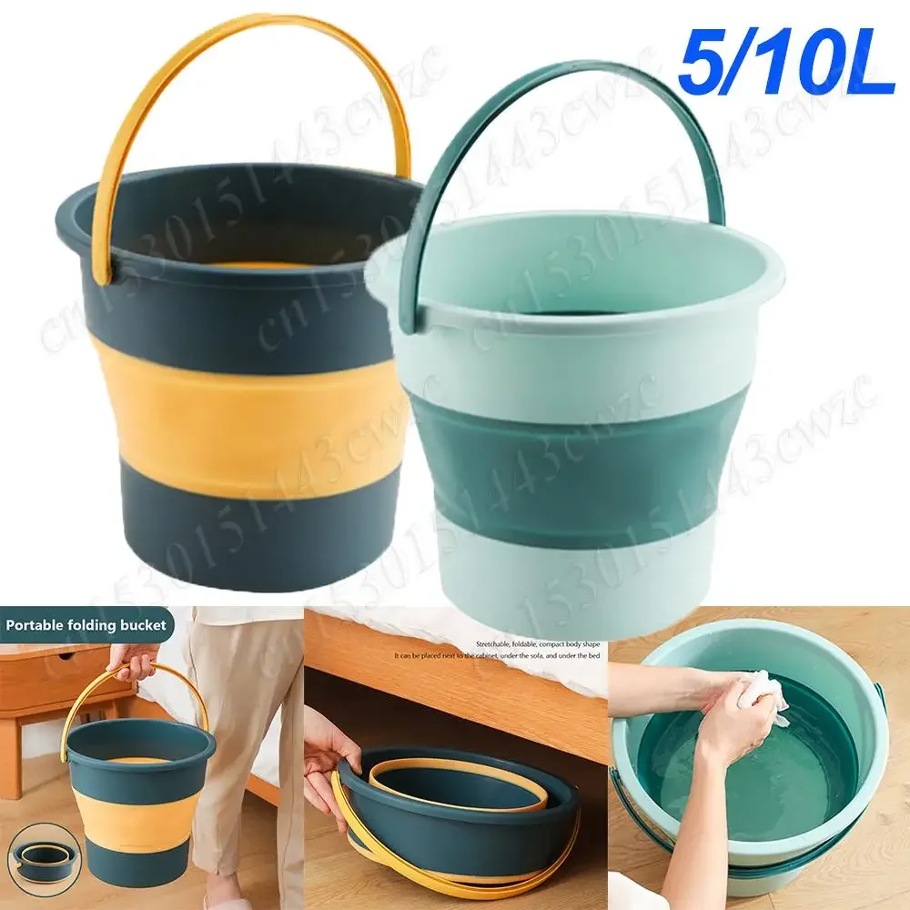 5/10L Silicone Collapsible Bucket Multifunctional Folding Bucket Folding Water Container Space Saving Wash Bucket Container