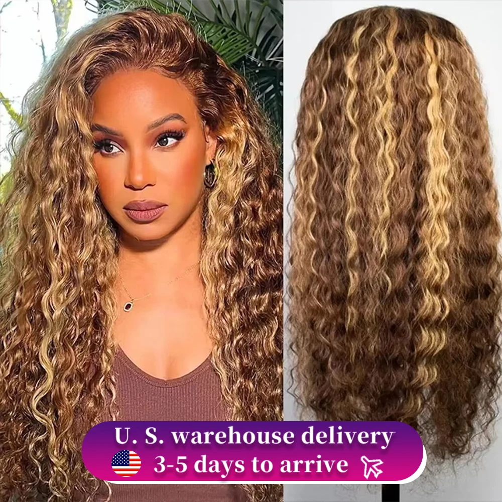 350 250 Density 30 40 Inch Highlight Ombre Wig Deep Wave 13x6 HD Lace Frontal Curly Wigs Coloresd 13x4 Lace Front Wig Human Hair