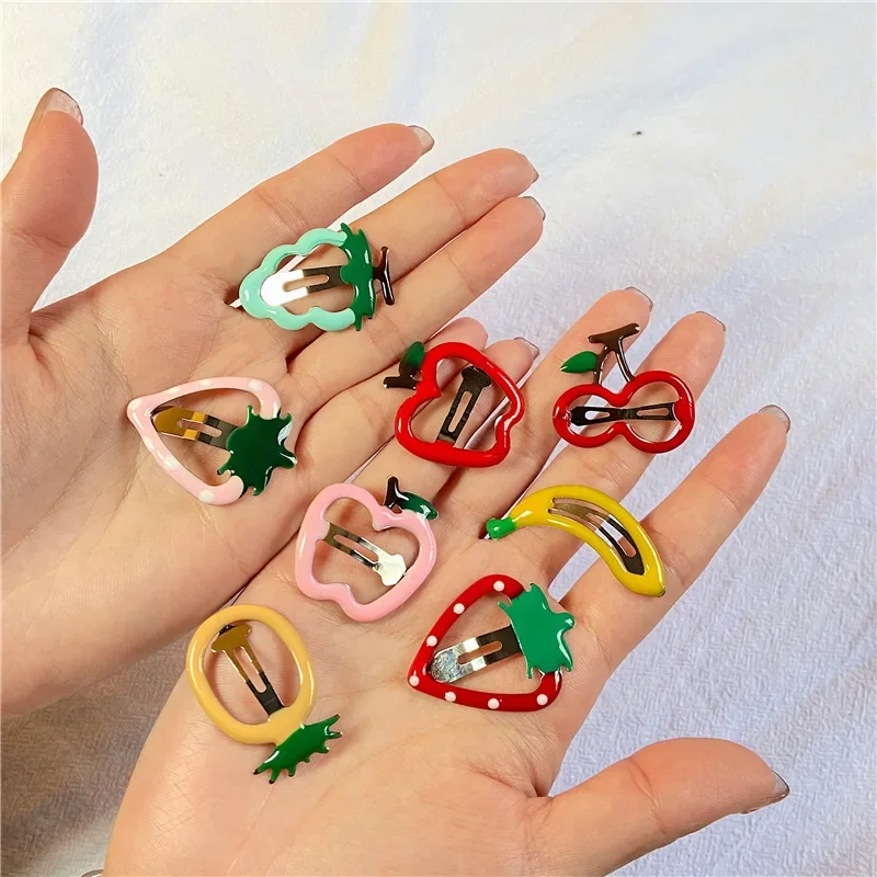 5pcs Cute Fruit Hairpins for Girl Interesting Apple Banana Strawberry Decorative Hair Clips Children Headwear