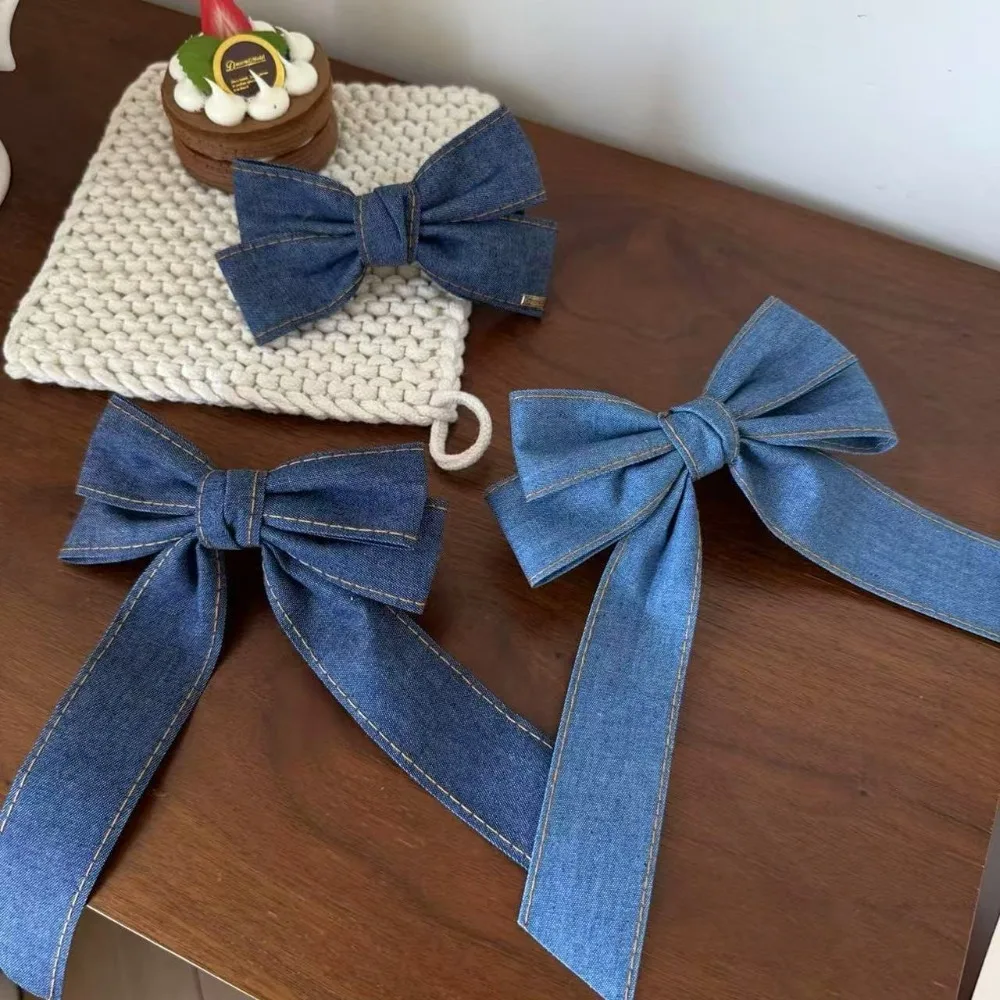 

Fashionable Cowboy Bow Hairpin Sweet Small Gold Label Hair Clip Solid Color Handmade Bow Ribbon Hairpin Woman