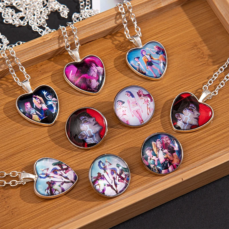Kpop ديمين الصيادين زوجين قلادة أنيمي فيلم سوار شكل قلب قلادة قلادة Kpop مجوهرات اكسسوارات زوجين المشجعين الهدايا #4