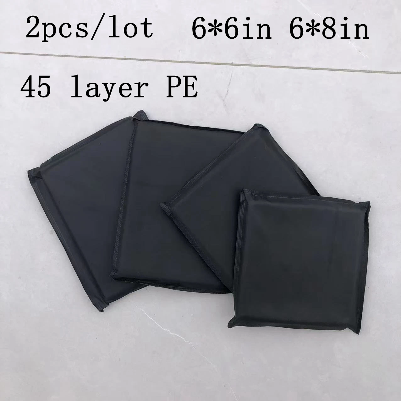

2pc Tactical-PE IIIA Waist Ballistic 6*6/6*8in Bulletproof Insert Board Plate for Airsoft Paintball War Games Outdoor Protection