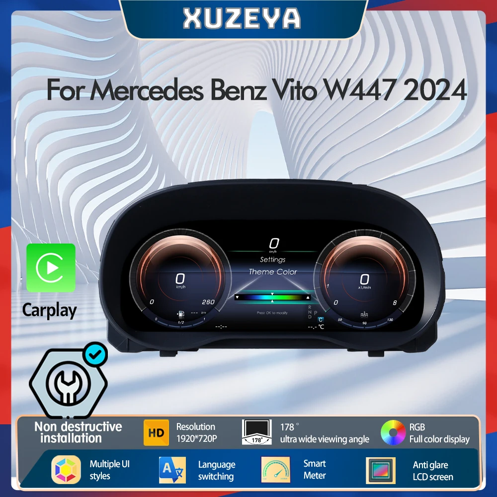 

For Mercedes Benz Vito W447 2024 12.3'' Digital LCD Dashboard Cluster instrument Cockpit speedometer